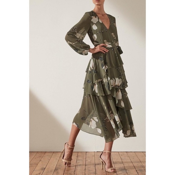 SHONA JOY HARPER MIDI RUFFLED TIERED DRESS - Picture 2 of 13